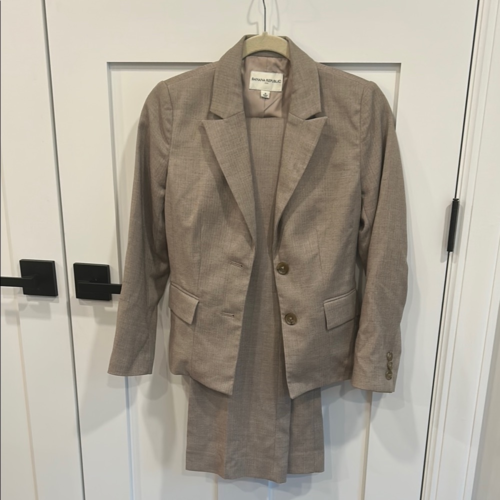 Tan Blazer and Skirt Set